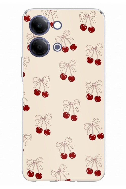 Vivo Y11D / Y05 4G Uyumlu Fiyonklu Kirazlar Baskılı Silikon Kılıf