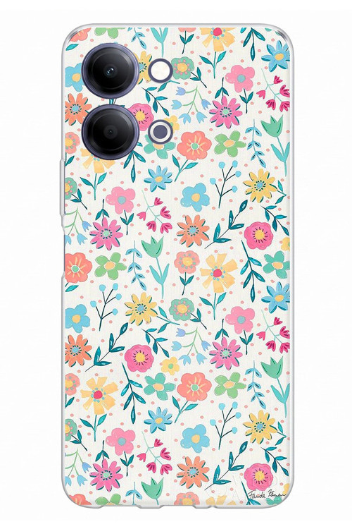 Vivo Y11D / Y05 4G Uyumlu Dekoratif Çiçekler Baskılı Silikon Kılıf