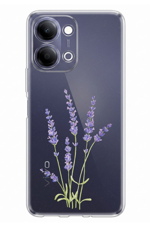 Vivo Y11D / Y05 4G Uyumlu Lavanta Çiçek Tasarımlı Baskılı Silikon Kılıf