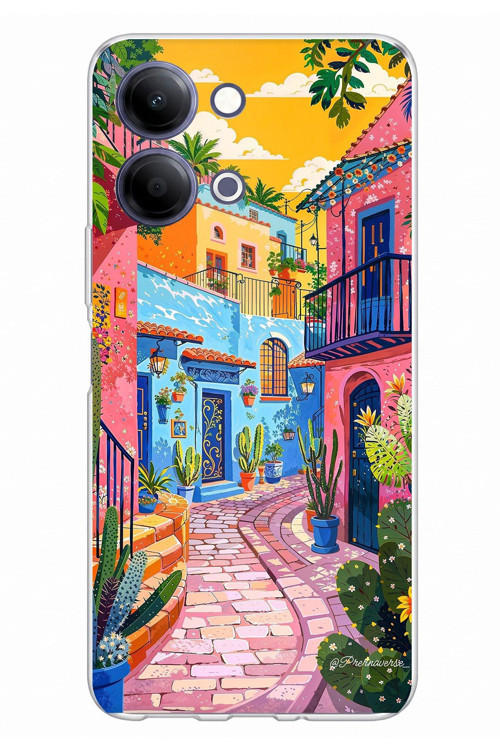 Vivo Y11D / Y05 4G Uyumlu Renkli Sanat Sokak Silikon Kılıf Baskılı Silikon Kılıf