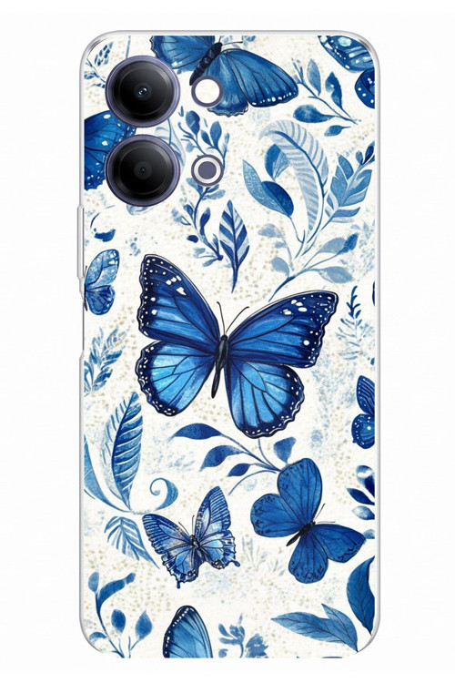 Vivo Y11D / Y05 4G Uyumlu Mavi Kelebekler Baskılı Silikon Kılıf