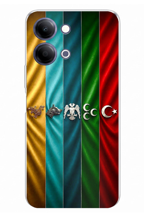 Vivo Y11D / Y05 4G Uyumlu Tarihi Türk Devletleri Bayrakları Baskılı Silikon Kılıf