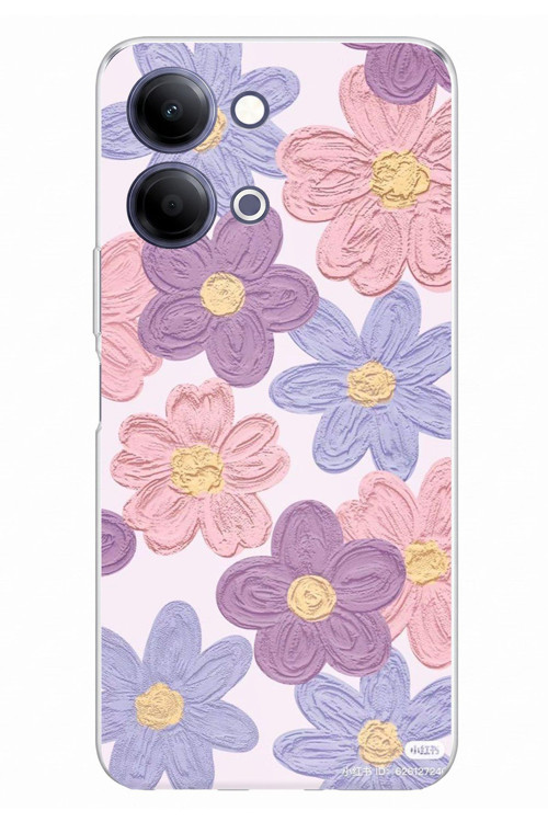 Vivo Y11D / Y05 4G Uyumlu Renkli Papatyalar Sulu Boya Baskılı Silikon Kılıf