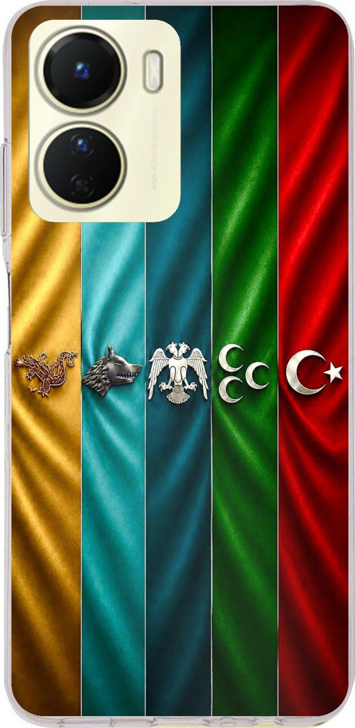 Vivo Y16 Uyumlu Tarihi Türk Devletleri Bayrakları Baskılı Silikon Kılıf
