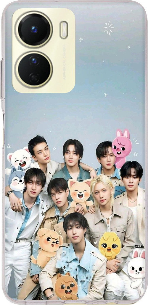 Vivo Y16 Uyumlu Tray Kids K-Pop Grubu ve SKZOO Temalı Baskılı Silikon Kılıf