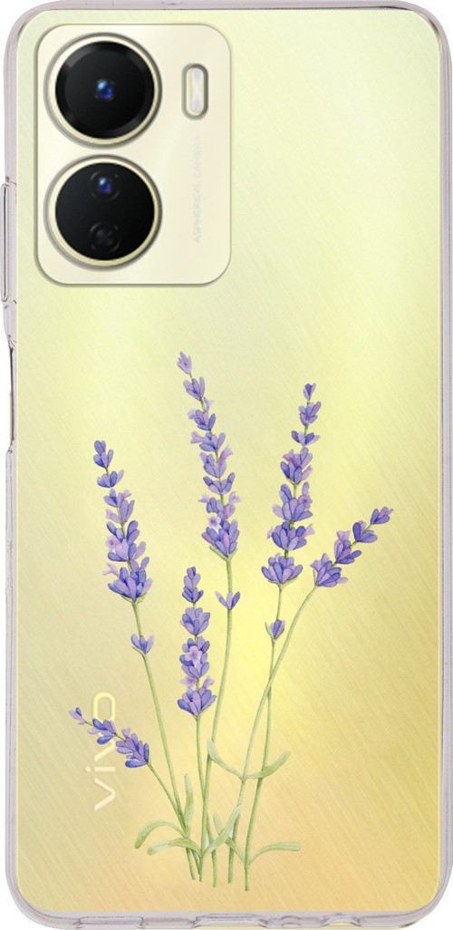 Vivo Y16 Uyumlu Lavanta Çiçek Tasarımlı Baskılı Silikon Kılıf