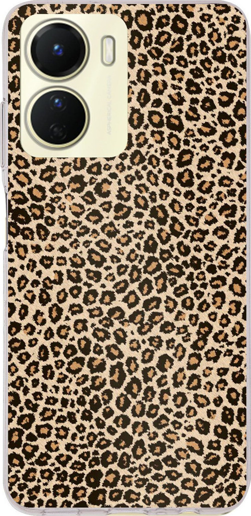 Vivo Y16 Uyumlu Leopar Tasarımlı Baskılı Silikon Kılıf