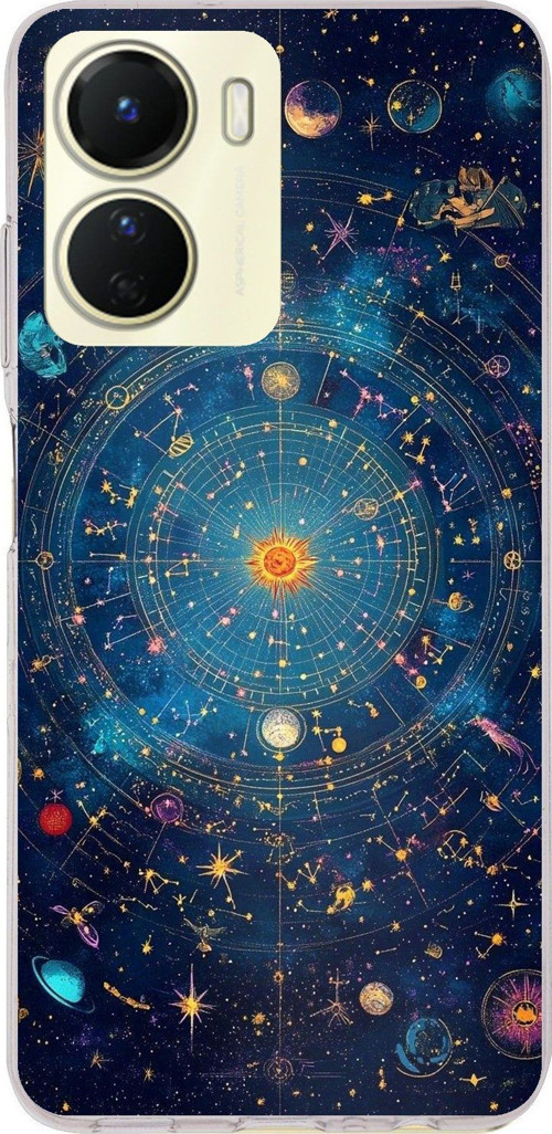Vivo Y16 Uyumlu Yıldız Atlası Kozmik Rehber Baskılı Silikon Kılıf
