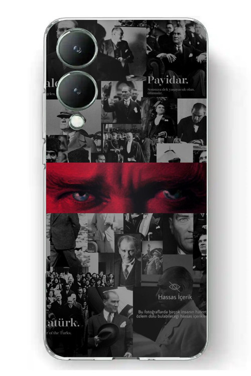 Vivo Y17s Uyumlu Atatürk Gözler Tasarım Baskılı Silikon Kılıf