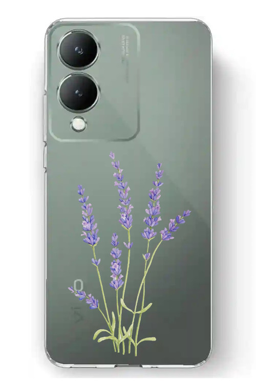 Vivo Y17s Uyumlu Lavanta Çiçek Tasarımlı Baskılı Silikon Kılıf