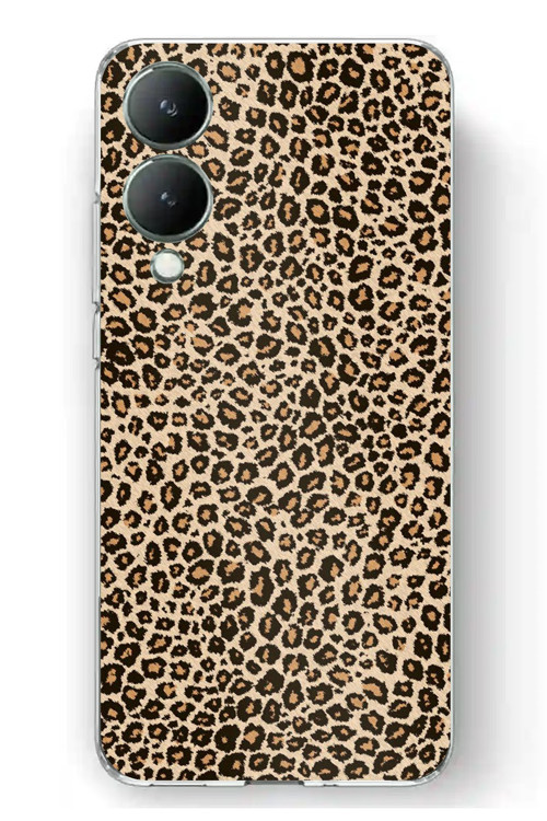 Vivo Y17s Uyumlu Leopar Tasarımlı Baskılı Silikon Kılıf