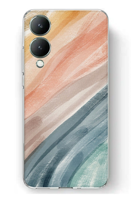 Vivo Y17s Uyumlu Modern Renk Paleti Baskılı Silikon Kılıf