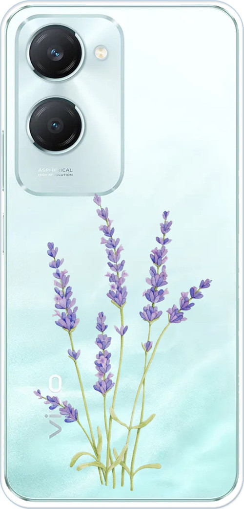 Vivo Y18 Uyumlu Lavanta Çiçek Tasarımlı Baskılı Silikon Kılıf