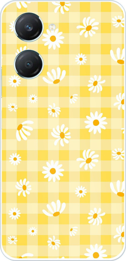 Vivo Y18 Uyumlu Sarı Papatya Bahçesi Baskılı Silikon Kılıf