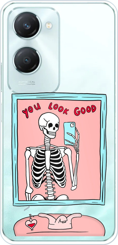 Vivo Y18 Uyumlu You Look Good İskelet Tasarımlı Baskılı Silikon Kılıf