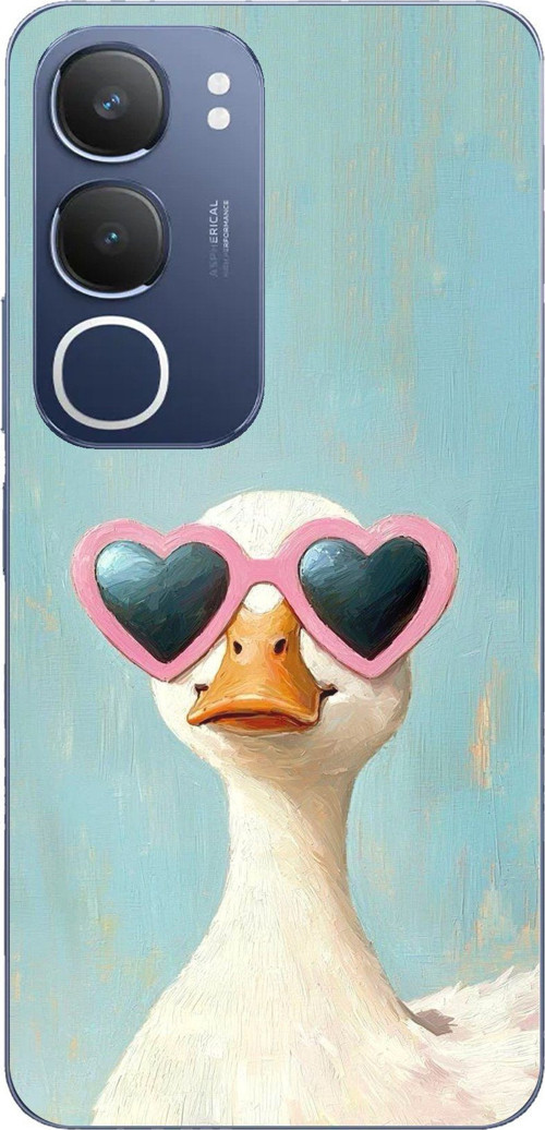 Vivo Y19s Uyumlu Yağlı Boya Pop-Art Ördek Baskılı Silikon Kılıf