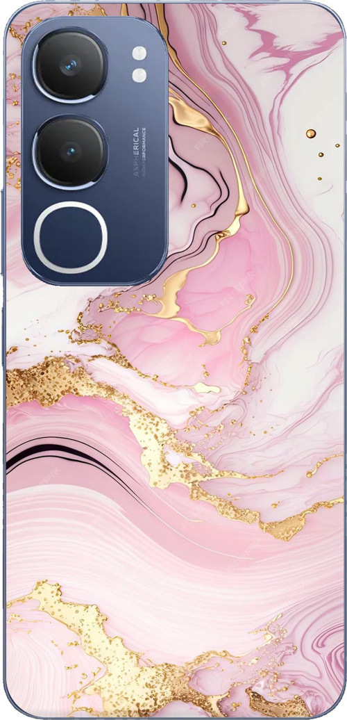 Vivo Y19s Uyumlu Pembe Mermer Baskılı Silikon Kılıf