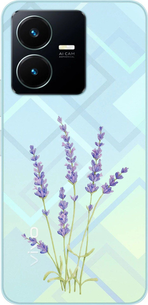 Vivo Y22S - Y35 Uyumlu Lavanta Çiçek Tasarımlı Baskılı Silikon Kılıf