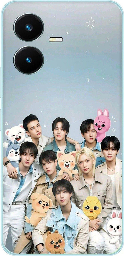 Vivo Y22S - Y35 Uyumlu Tray Kids K-Pop Grubu ve SKZOO Temalı Baskılı Silikon Kılıf