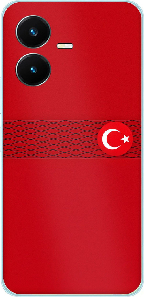 Vivo Y22S - Y35 Uyumlu Türk Milli Takım Izgara Desenli Forma Baskılı Silikon Kılıf