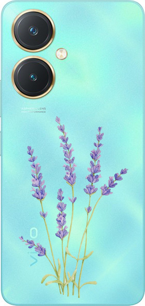 Vivo Y27 Uyumlu Lavanta Çiçek Tasarımlı Baskılı Silikon Kılıf