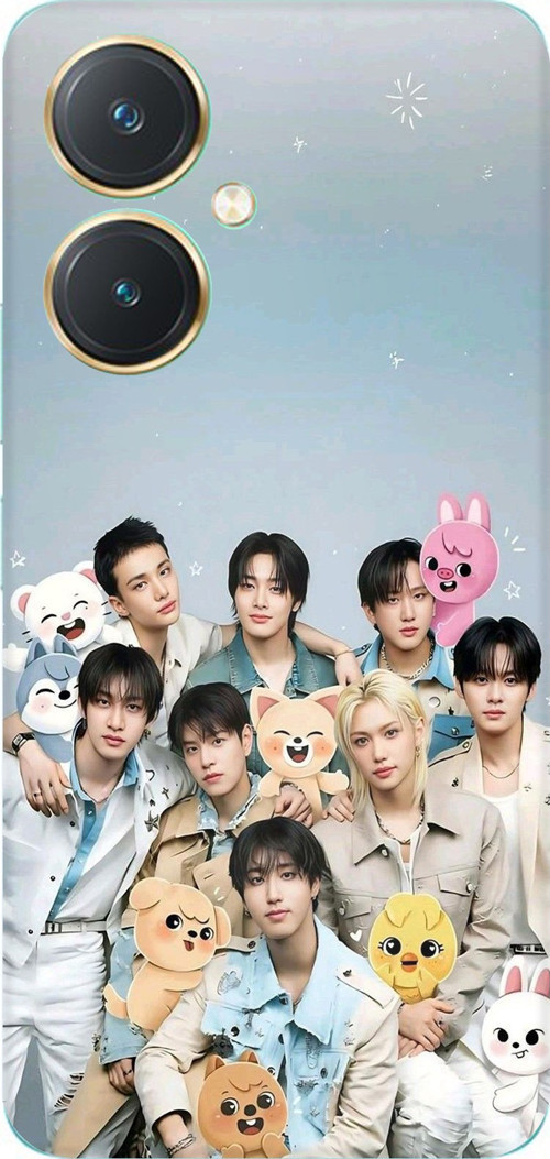 Vivo Y27 Uyumlu Tray Kids K-Pop Grubu ve SKZOO Temalı Baskılı Silikon Kılıf