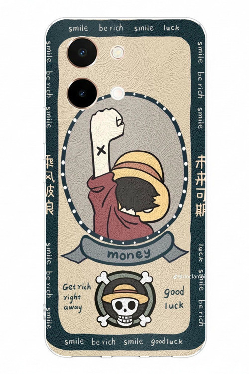 Vivo Y28 Uyumlu One Piece Dolar Baskılı Silikon Kılıf