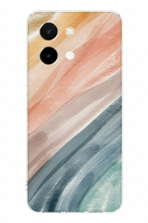 Vivo Y28 Uyumlu Modern Renk Paleti Baskılı Silikon Kılıf