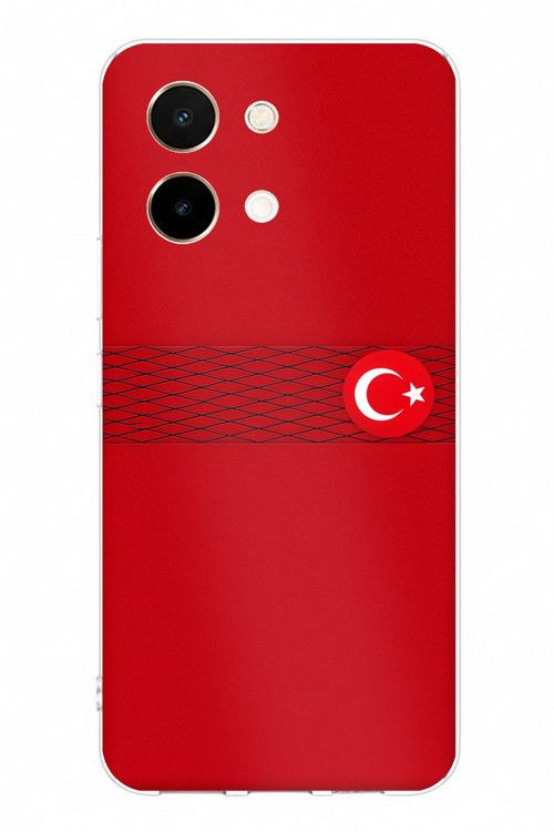 Vivo Y28 Uyumlu Türk Milli Takım Izgara Desenli Forma Baskılı Silikon Kılıf