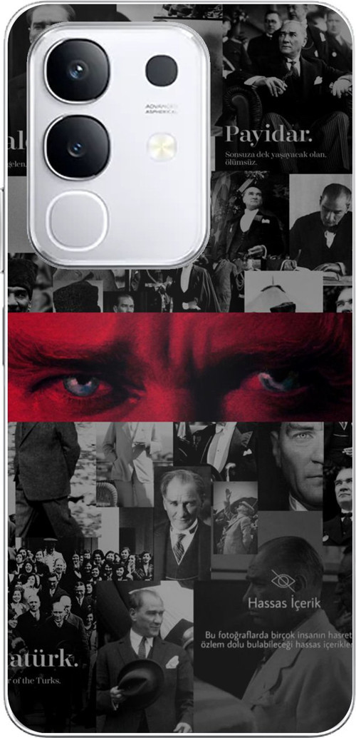 Vivo Y29 Uyumlu Atatürk Gözler Tasarım Baskılı Silikon Kılıf