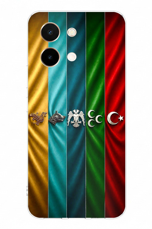 Vivo Y28 Uyumlu Tarihi Türk Devletleri Bayrakları Baskılı Silikon Kılıf