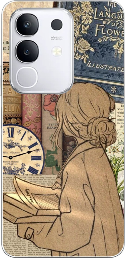Vivo Y29 Uyumlu Retro Gazete Kadın Tasarımlı Baskılı Silikon Kılıf