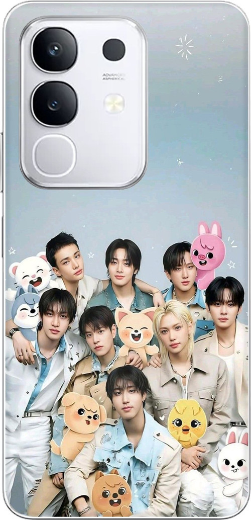 Vivo Y29 Uyumlu Tray Kids K-Pop Grubu ve SKZOO Temalı Baskılı Silikon Kılıf