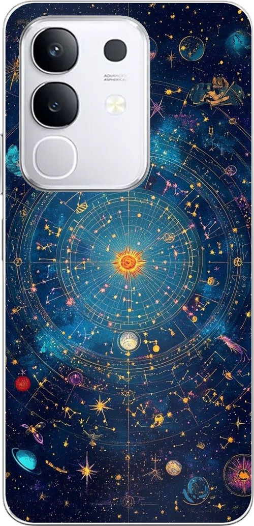Vivo Y29 Uyumlu Yıldız Atlası Kozmik Rehber Baskılı Silikon Kılıf