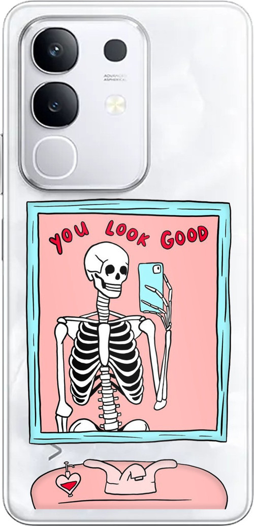 Vivo Y29 Uyumlu You Look Good İskelet Tasarımlı Baskılı Silikon Kılıf