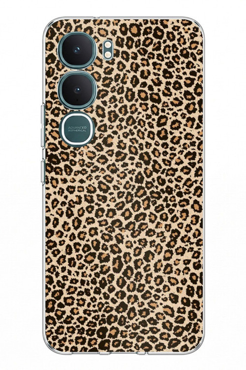 Vivo Y31 5G Uyumlu Leopar Tasarımlı Baskılı Silikon Kılıf