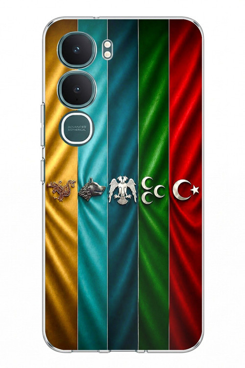 Vivo Y31 5G Uyumlu Tarihi Türk Devletleri Bayrakları Baskılı Silikon Kılıf