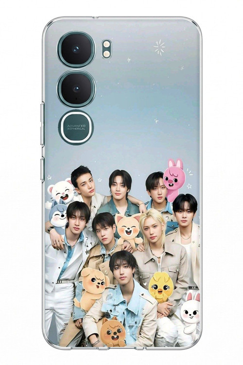 Vivo Y31 5G Uyumlu Tray Kids K-Pop Grubu ve SKZOO Temalı Baskılı Silikon Kılıf