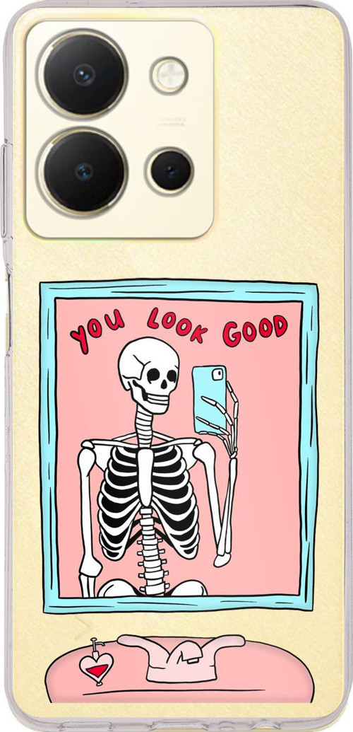 Vivo Y36 Uyumlu You Look Good İskelet Tasarımlı Baskılı Silikon Kılıf