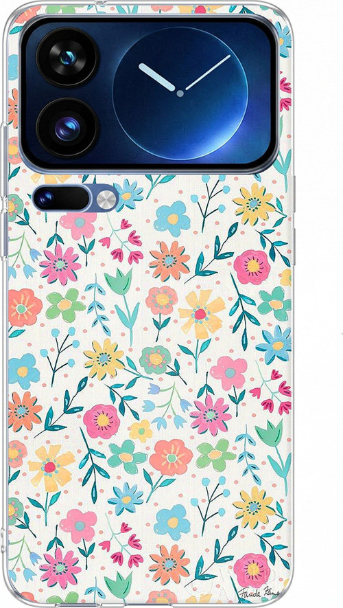 Xiaomi 17 Pro Max Uyumlu Dekoratif Çiçekler Baskılı Silikon Kılıf