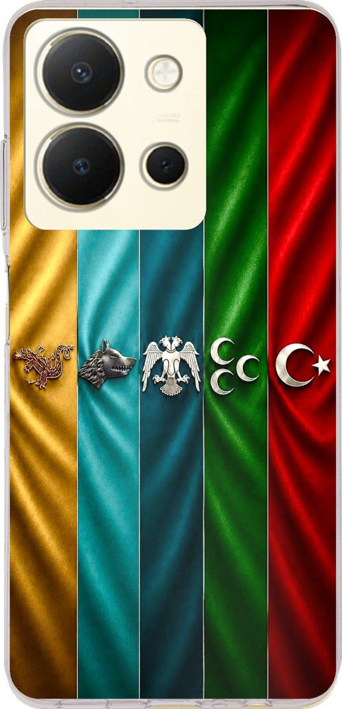 Vivo Y36 Uyumlu Tarihi Türk Devletleri Bayrakları Baskılı Silikon Kılıf