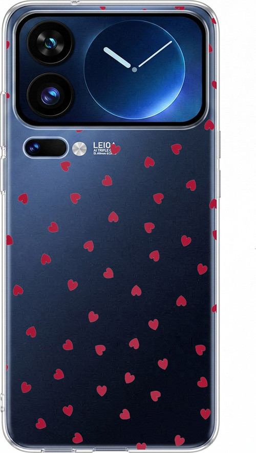 Xiaomi 17 Pro Max Uyumlu Kırmızı Kalpler Tasarımlı Baskılı Silikon Kılıf
