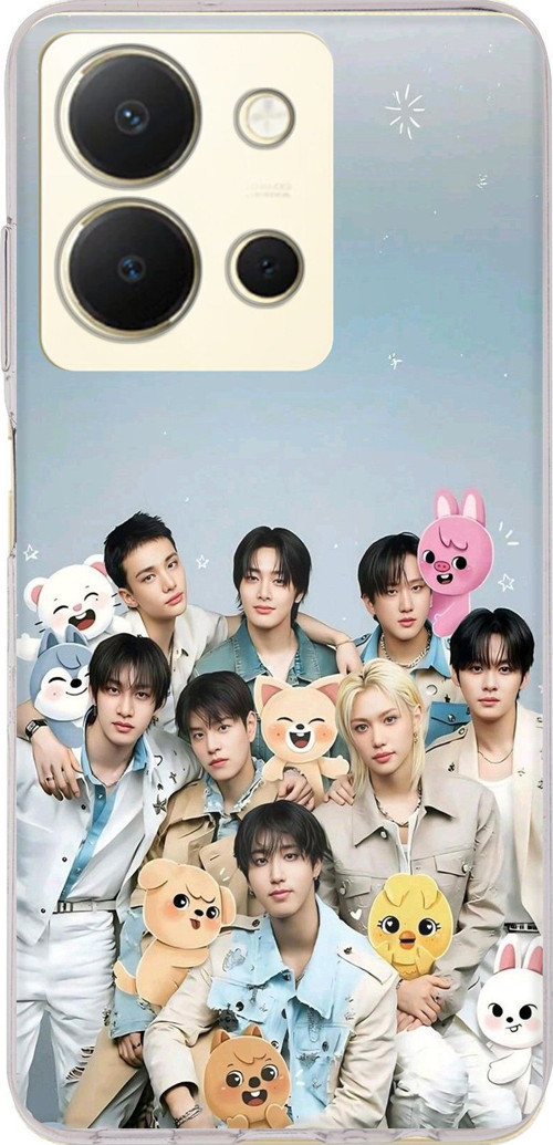 Vivo Y36 Uyumlu Tray Kids K-Pop Grubu ve SKZOO Temalı Baskılı Silikon Kılıf