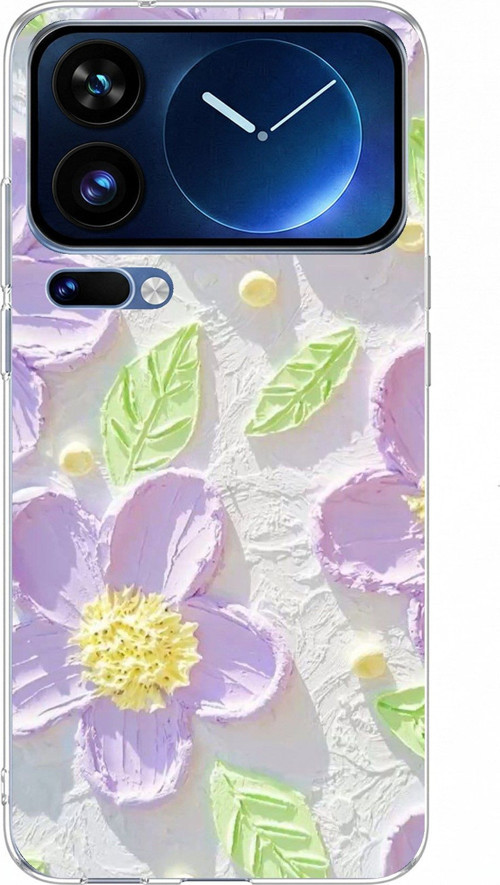 Xiaomi 17 Pro Max Uyumlu Mor Papatyalar Sulu Boya Baskılı Silikon Kılıf