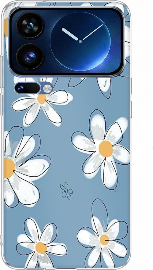 Xiaomi 17 Pro Max Uyumlu Mavi Papatya Bahçesi Baskılı Silikon Kılıf