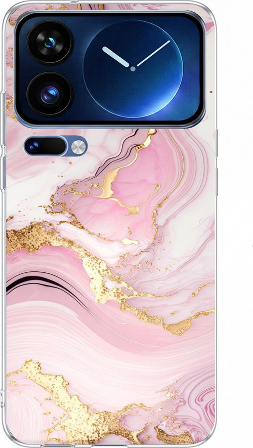 Xiaomi 17 Pro Max Uyumlu Pembe Mermer Baskılı Silikon Kılıf
