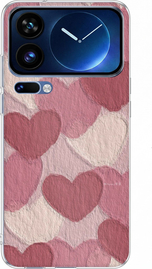 Xiaomi 17 Pro Max Uyumlu Pastel Gül Kurusu ve Pembe Kalpli Baskılı Silikon Kılıf
