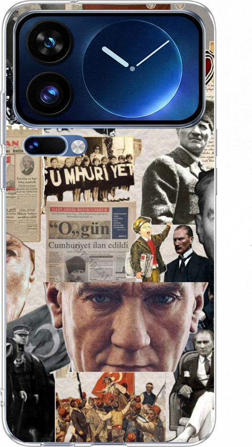Xiaomi 17 Pro Max Uyumlu Atatürk Cumhuriyet Kolaj Baskılı Silikon Kılıf