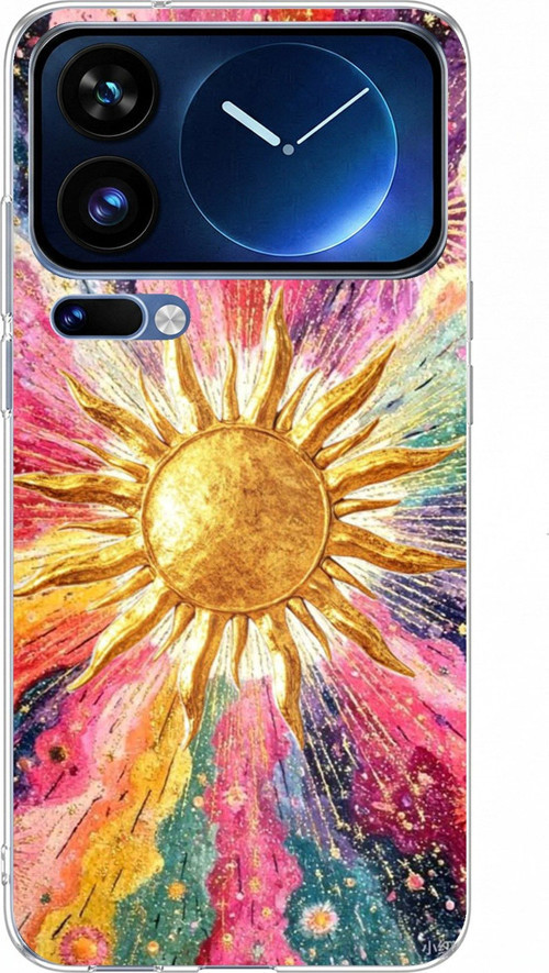 Xiaomi 17 Pro Max Uyumlu Psikedelik Galaksi ve Güneş Desenli Baskılı Silikon Kılıf