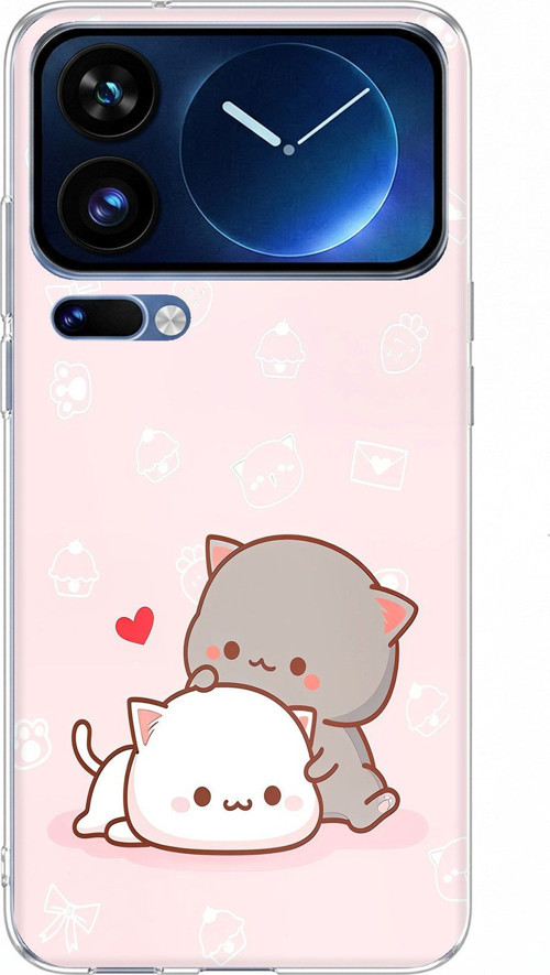 Xiaomi 17 Pro Max Uyumlu Sevimli ve Remontik Kediler Baskılı Silikon Kılıf